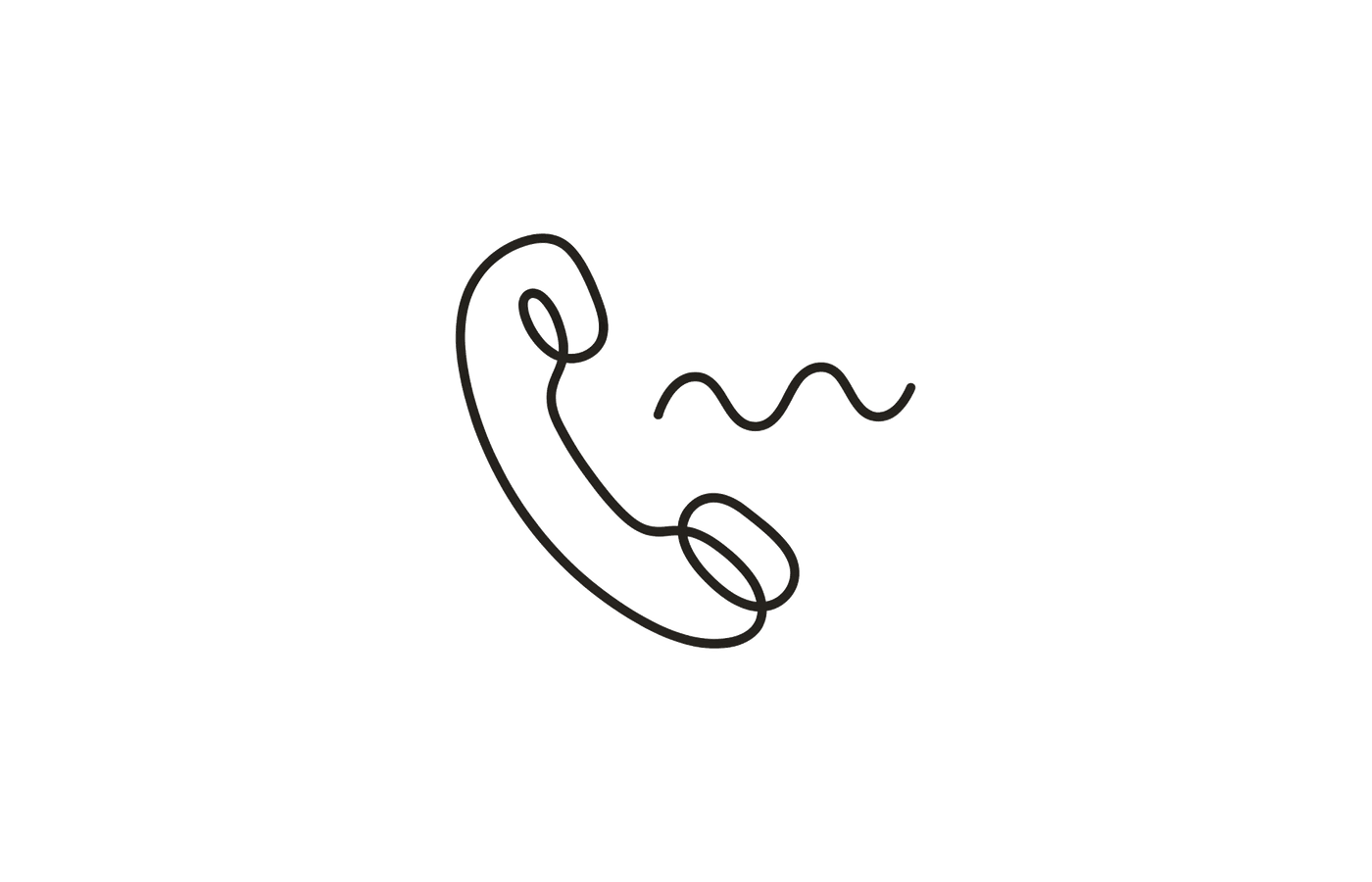 A line drawing of an older parent on a phone call with three small sound-wave marks beside the receiver, one of them wobbly.